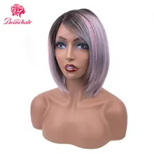Парики из натуральных волос на кружевной основе с сапфировым кружевом для черных женщин, прямой парик из натуральных волос без Реми, предварительно выщипанный 1B розовый серый трехцветный цветной парик