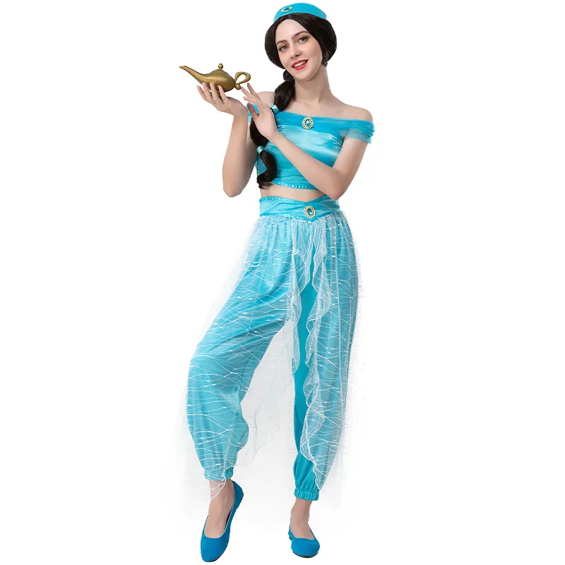 

Halloween Women Sexy Arabian Night Princess Costume Cosplay 3pcs Set Belly Dance Dress