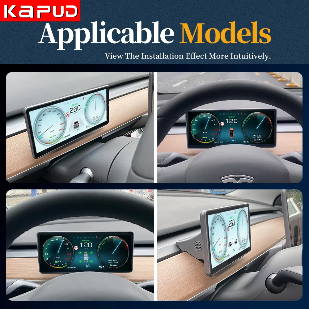 Car Multimedia Player Multimedia Touch Screen Wireless Carplay Wireless Carplay Adapter Smart Carplay Box Car Monitor Car Dashboard Display Screen Kapud 8.9'' Car LCD CarPlay AUTO Instrument Multimedia Digital Panel for Tesla Model 3 /Model Y Dashboard Head-up Display Gauges