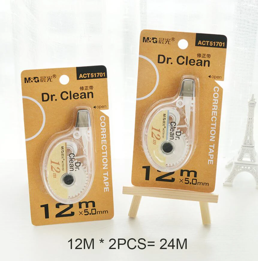 2PCS Large correction tape 30m x 5mm Press Type Decorative Correction Tape Diary Stationery School Supply