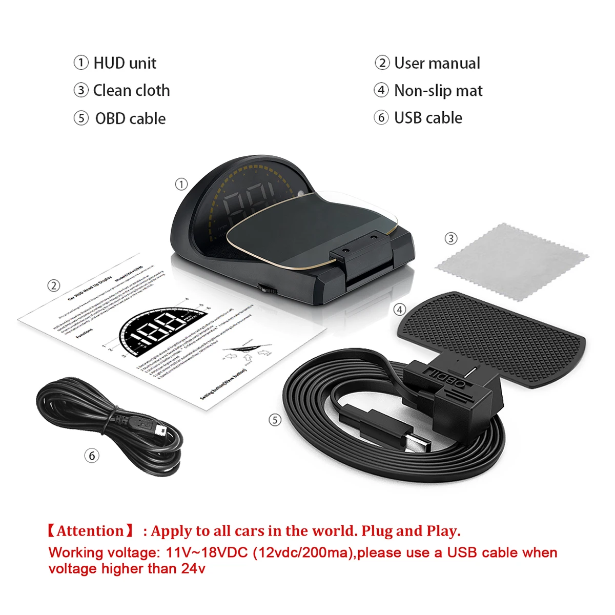 Автомобильный HUD Head Up display OBD Head Up display Автомобильный цифровой датчик увеличения измеритель скорости вольтажа и т. Д. Автоматическая диагностическая сигнализация температуры воды
