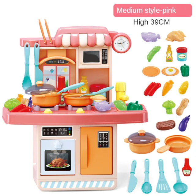 Kitchen Play House Toy Miniature Mini Plastic Food Girl Kids Cutting Vegetables Fruits Cooking House Set Toy For Children Gift 2