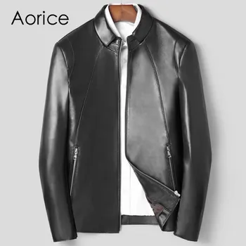 

Aorice MT913 2020 new fashion men jacket genuine sheepskin short turn-down collar leather jacket spring and autumn casual coat