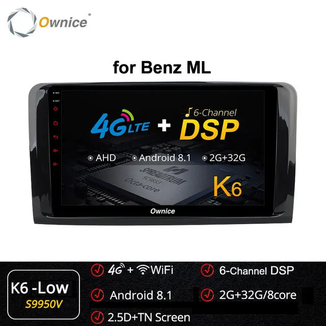 S9950 K6-Low Ownice DSP carplay Android 9,0 автомобильный dvd-плеер Vaneo gps радио 4G для Mercedes Benz W209 W203 W168 M ML W163 W463 Viano W639 Vito - Цвет: S9950 K6-Low
