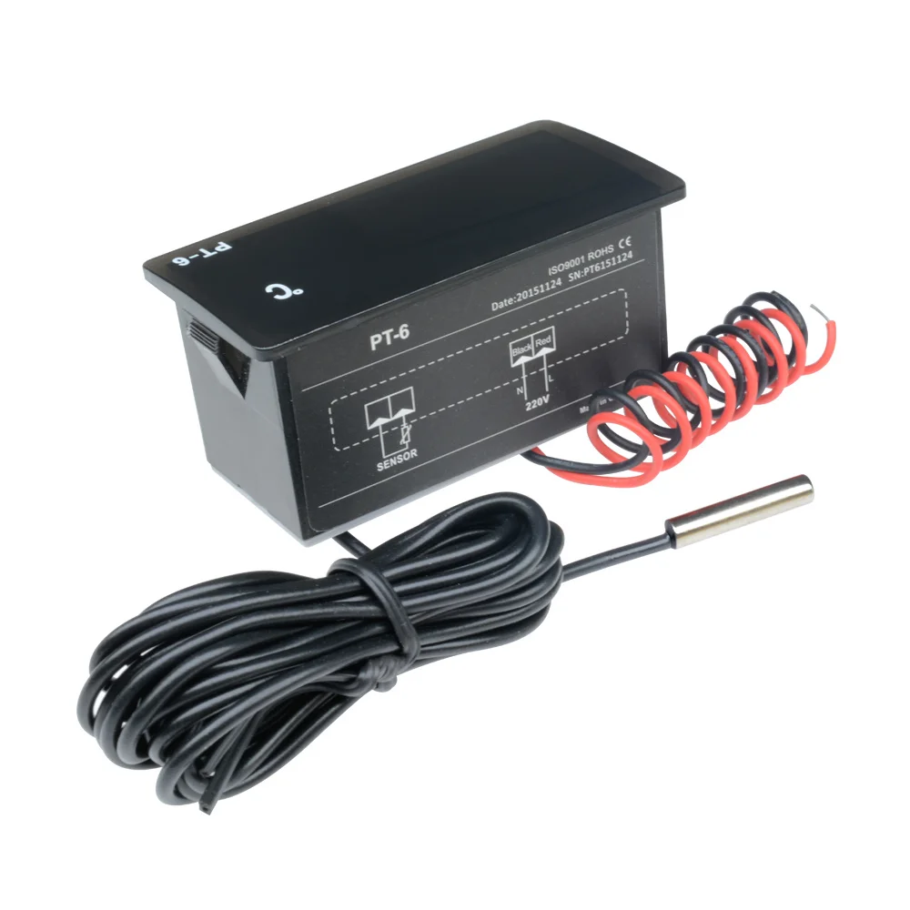 PT-6 DC 12V/AC 220V внутренний наружный измеритель температуры цифровой автомобильный