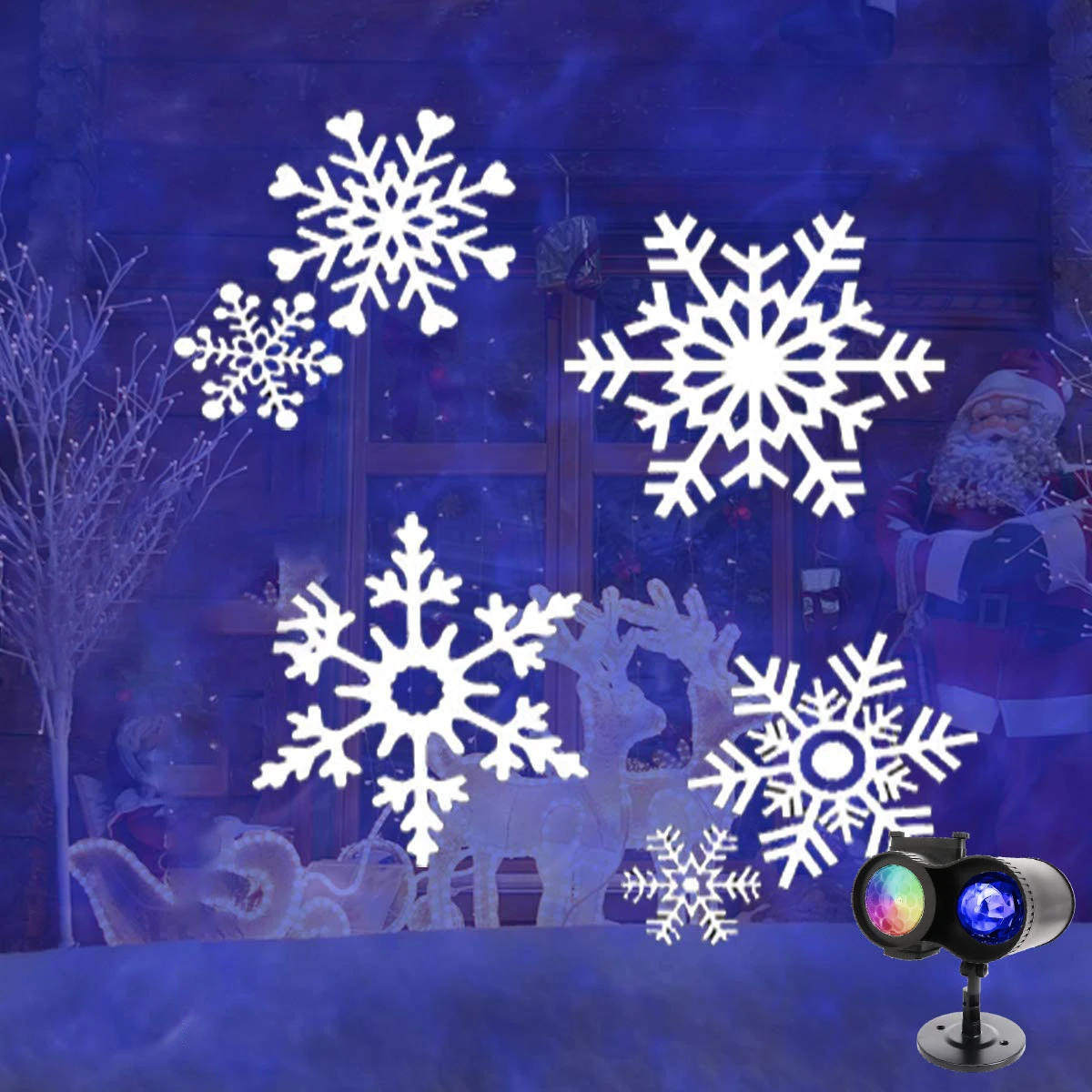 Binval праздник светодиодный двойной настенные светильники 2-в-1 с вращающимся Снежинка с эффектом падающего снега 16 шлепанцы без задника с открытыми пальцами эффект сценического Света для Рождества