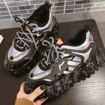 

Spring Woman Chunky Platform Sneakers 2020 New Ulzzang Fashion Lace Up Trainers High Quality Tenis Female Old Dad Casual Shoes
