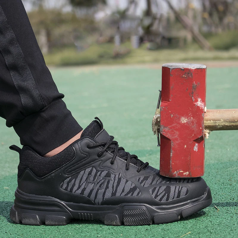 

Steel Toe Cap Men's Safety Shoes Breathable Lightweight Reflective Anti-Smashing Work Boots Sneakers Male Construction Shoes