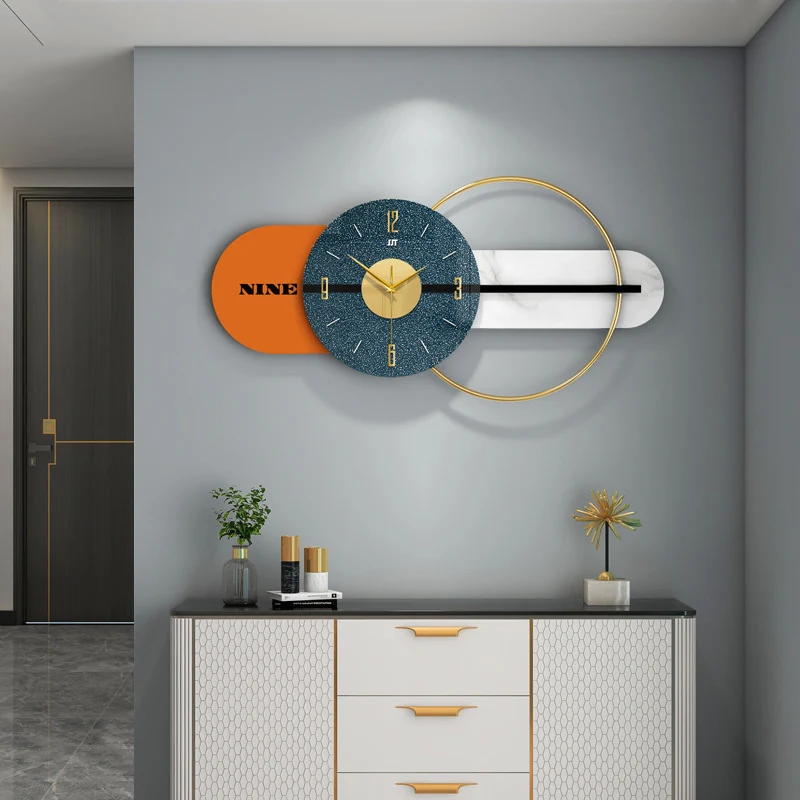 Minimalist Household Orange Mute Large Wall Clock