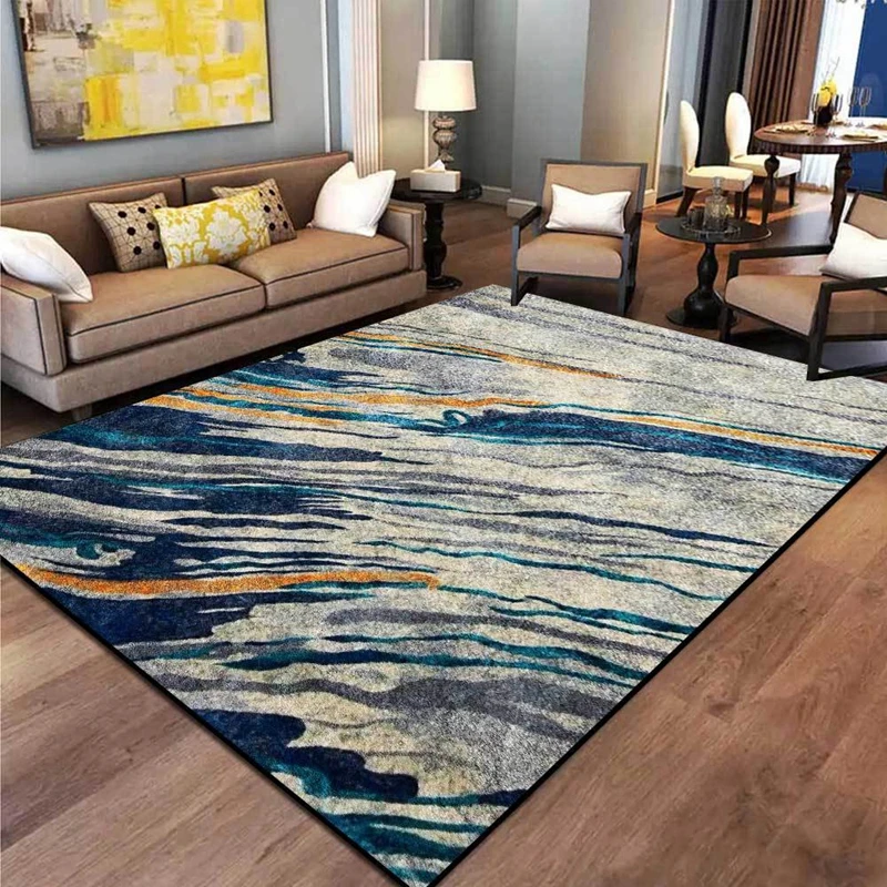 Modern Abstract Carpets Blue Yellow Gray Living Room Kitchen Home Decor