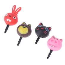 Наушники 3,5 мм разъем от пыли милые животные кошка свинья кролик медведь курица гарнитура музыкальная пробка для мобильного телефона 3,5 Jack Декор