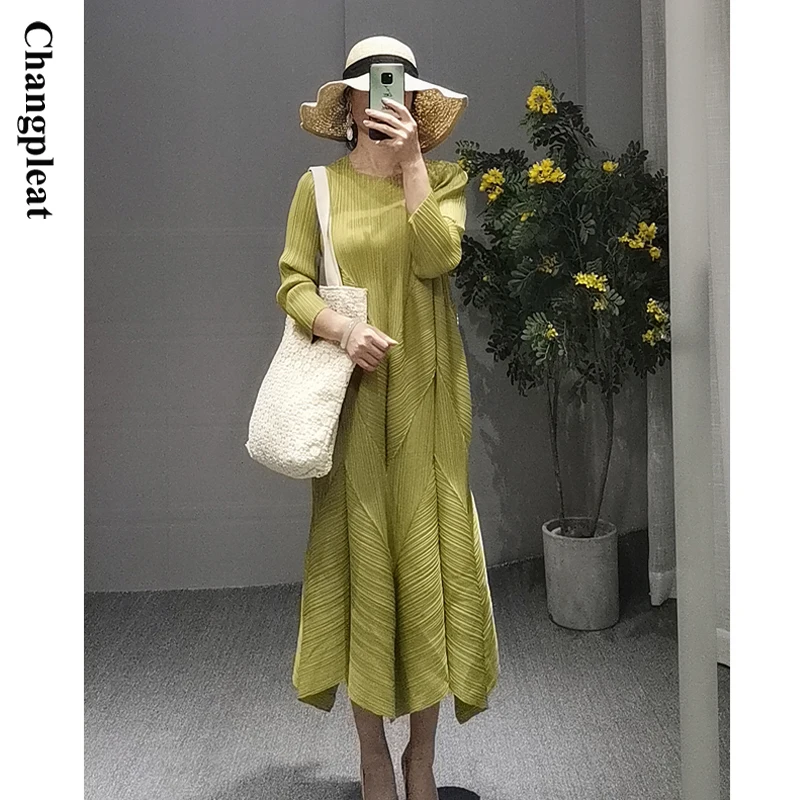 Changpleat 2019 осенние новые женские платья Miyak плиссированные модные однотонные 3/4