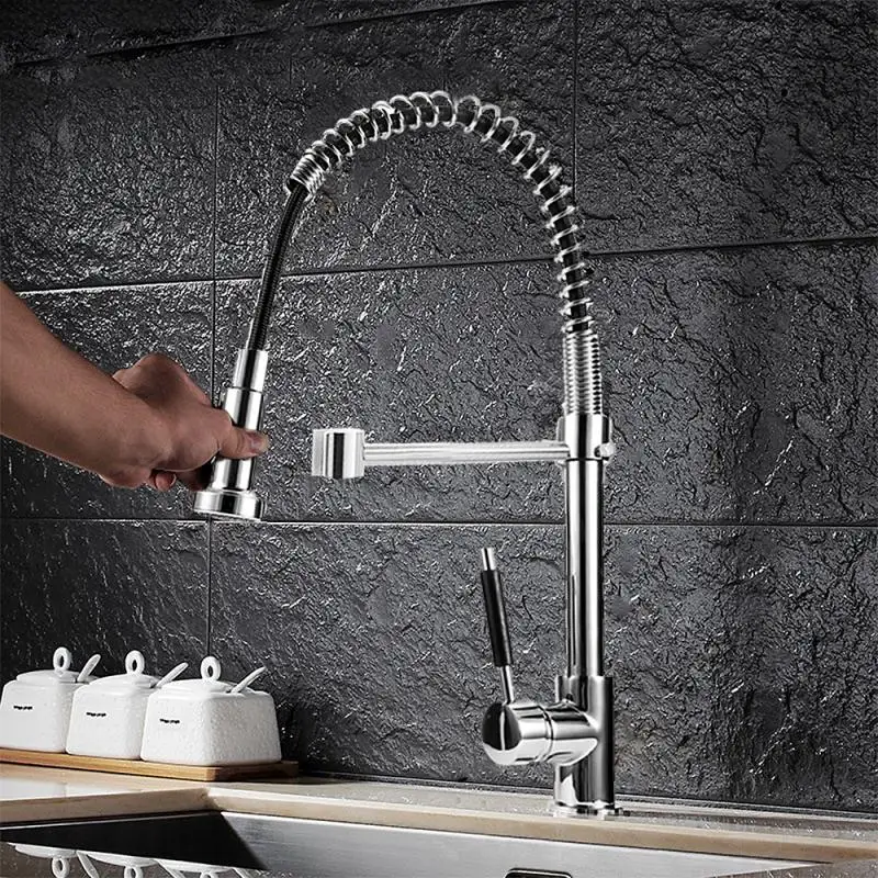Kitchen Faucet Deck Mounted Mixer Tap 360 Degree Rotation Stream Sprayer Nozzle For Kitchen