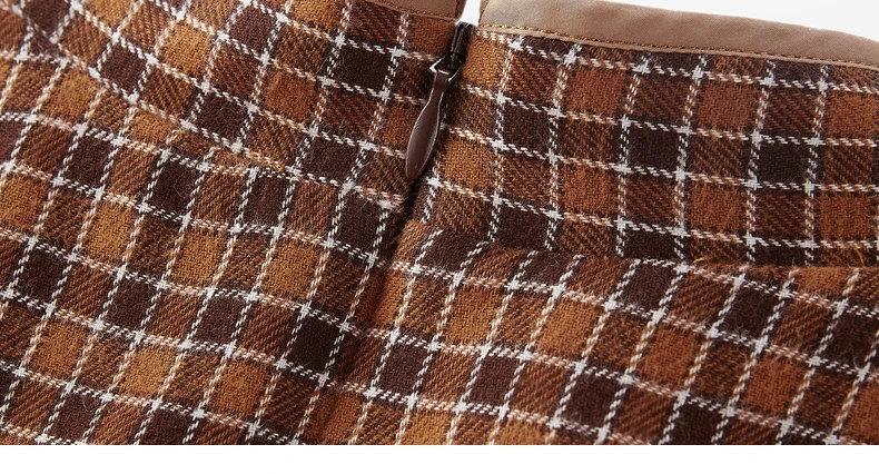 INMAN 2020 Autumn Winter New Arrival Plaid Dress Retro Cotton Buckle Collar Three-quarter Sleeve Dress
