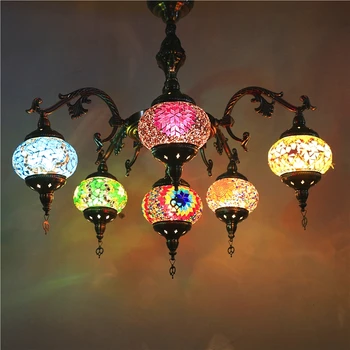 

Bohemia turkish moroccan pendant light handmade mosaic stained glass Corridor Stairwell cafe restaurant hanging light lamp
