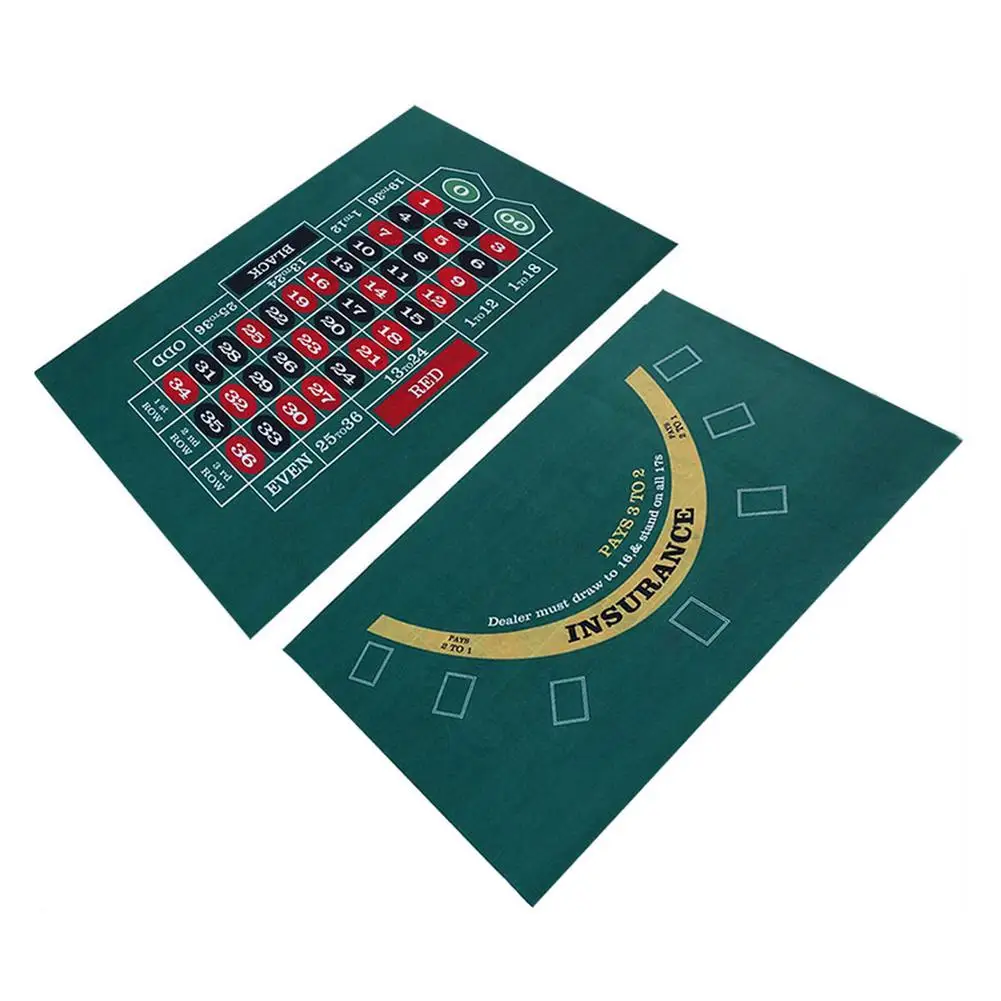 Double-Sided Poker Mat Craps Table & Blackjack Casino Felt Roll-up Casino Roulette Tabletop Mat For Coffee Table Craps & Black