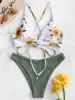 Conjunto de bikini con estampado de girasoles para mujer, bikini con relleno con push-up, traje de baño sexy de estilo bandage 2022 ► Foto 3/6