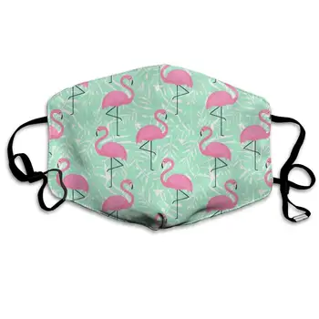 

Garde Art Studio Face Mask Breathable Dust Masks Mouth Cover Masks, Pink Flamingos Green Reusable and Washable for Women Men
