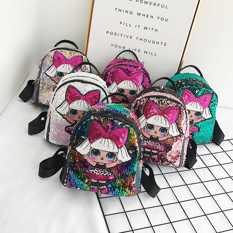 

NoEnName Baby Kids Girls School Bag Plush Cartoon Cute Backpack Sequins Shoulder Bag Handbag