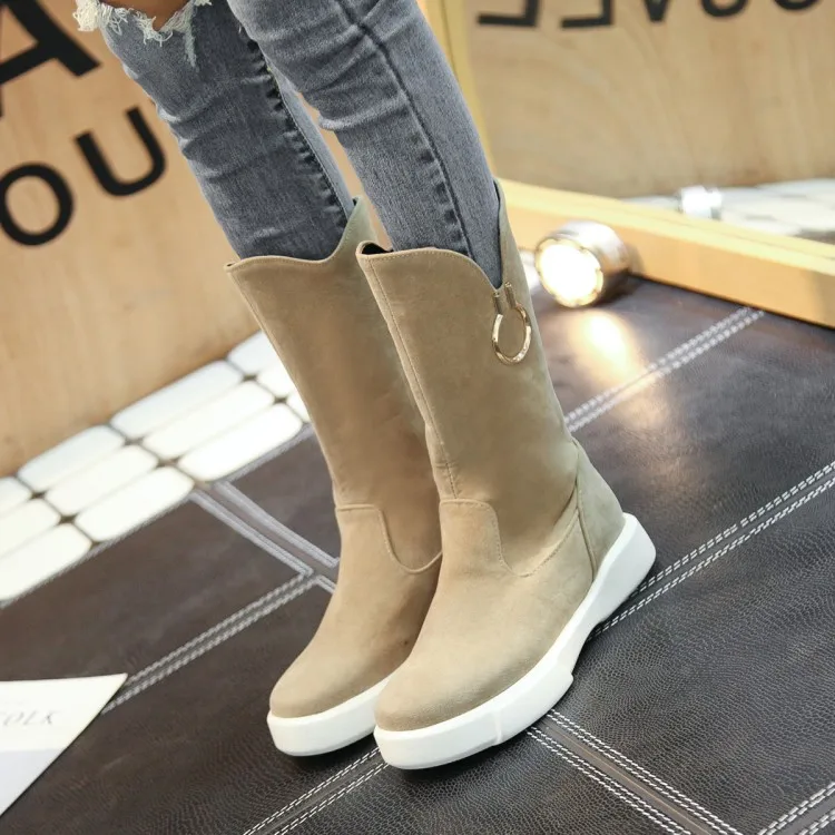

Big Size 9 10 11 12 boots women shoes ankle boots for women ladies boots shoes woman winter Metal trim sleeve flat bottom