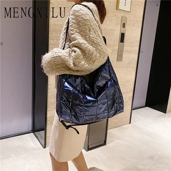 

New Winter Women Handbags Space Pad Cotton Feather Down Large Handbag Shoulder Bags Tote Portable Messenger Bag Bolsa Feminina