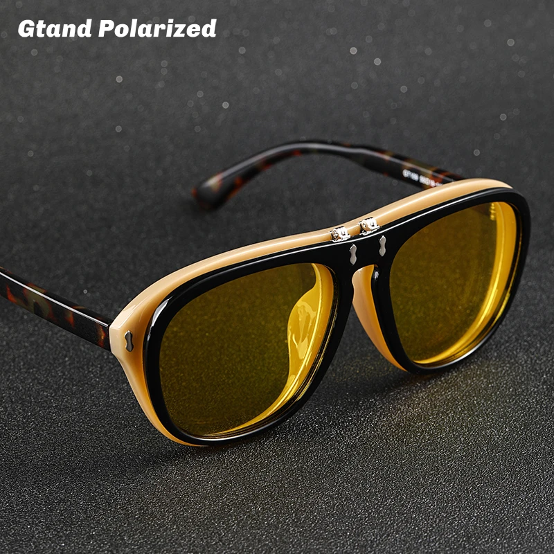 Gtand 2021 Fashion Stylish Flip Up SteamPunk Style Polarized Sunglasses Clamshell Double Layer Brand Design Sun Glasses GT109 big frame sunglasses