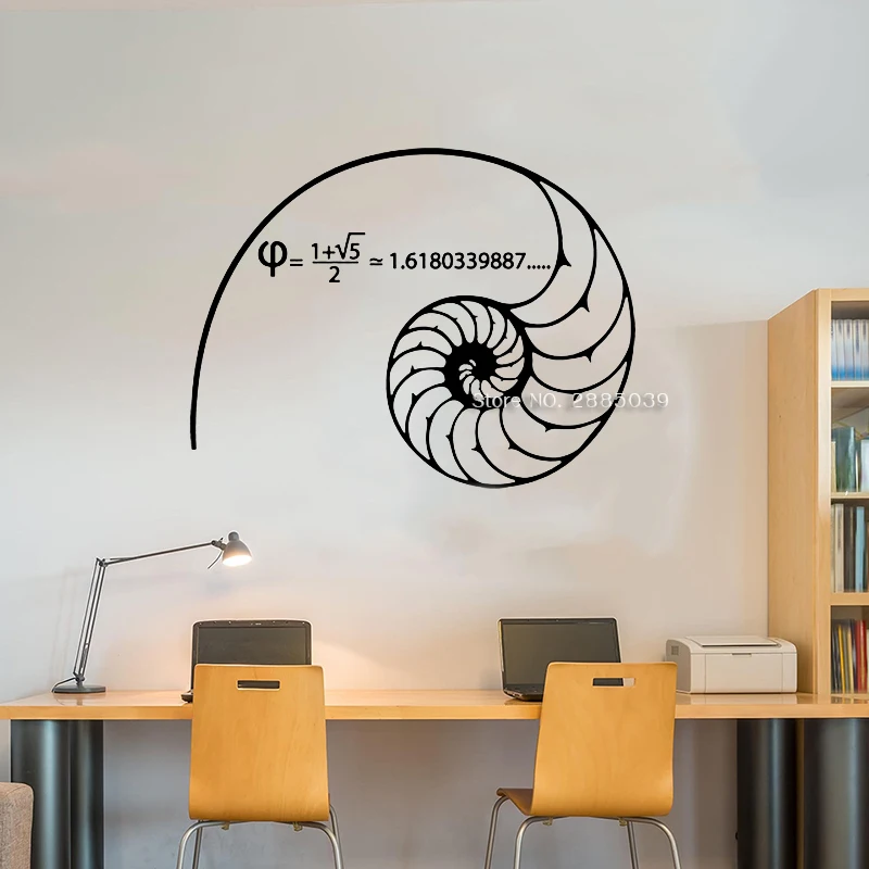 

Mathematics Wall Decals Fibonacci spiral golden ratio 1.618...Science-mathematics For Math Wall Sticker Art Vinyl Science LC1458
