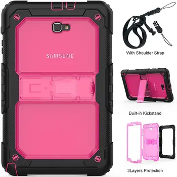 

Luxury Armor Kickstand Kids Safe Case For Samsung Galaxy Tab A 10.1 T580 T585 T580N T585N Heavy Duty Shell hand/Shoulder+gifts