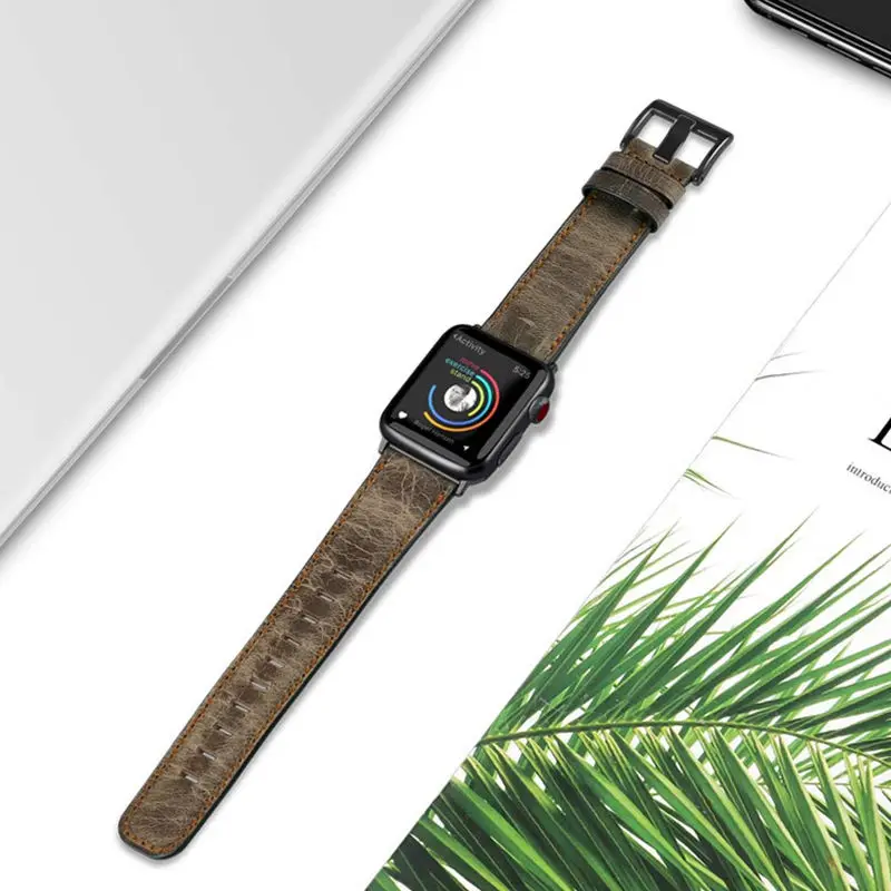 

Ремешок кожаный для Apple watch band 44 мм 40 мм 38 мм 42 мм, ретро браслет из натуральной кожи для наручных часов iWatch series 5 4 3 se 6