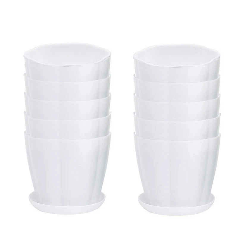 

25 Pack 3.54Inch White Plastic Flower Plant Pots Seedlings Nursery Pot Planter with Saucer Pallet
