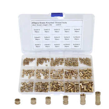 

450Pcs M2 M3 M4 Kits Knurled Threaded Embedded Nuts Injection Nut Copper Insert Knurled Nuts Knurling Nut