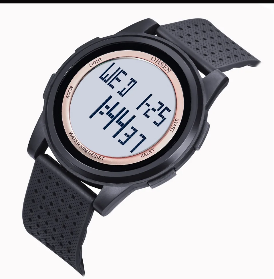 OHSEN цифровой бренд lcd мужские часы reloj hombre 50 м подводный военный черный силиконовый наружный спортивный наручные часы Мужские часы Подарки