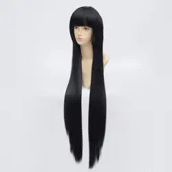 (Алиса-парик 117) Термостойкое волокно парик, заколки, заколки для волос синтетические волосы парик аниме Gintama katsura kotarou черный длинный парик