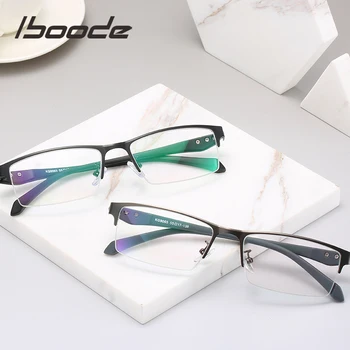 

iboode Myopia Glasses With Diopter -1.0 1.5 2.0 2.5 3.0 3.5 Women Men Student Half Frame Myopic Farsighted Glasses