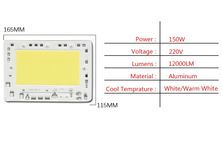 30 Вт/50 Вт/100 Вт/150 Вт/200 Вт COB лампа Чип Драйвер прожектора Смарт IC интегрированный высокий мощность AC 220-240 В Встроенный светодиодный теплый белый