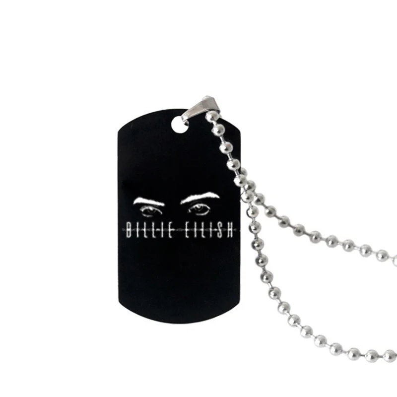 Billie Eilish кулон ожерелье круглая Цепь Черная Нержавеющая сталь ожерелье вентиляторы подарки - Окраска металла: 3