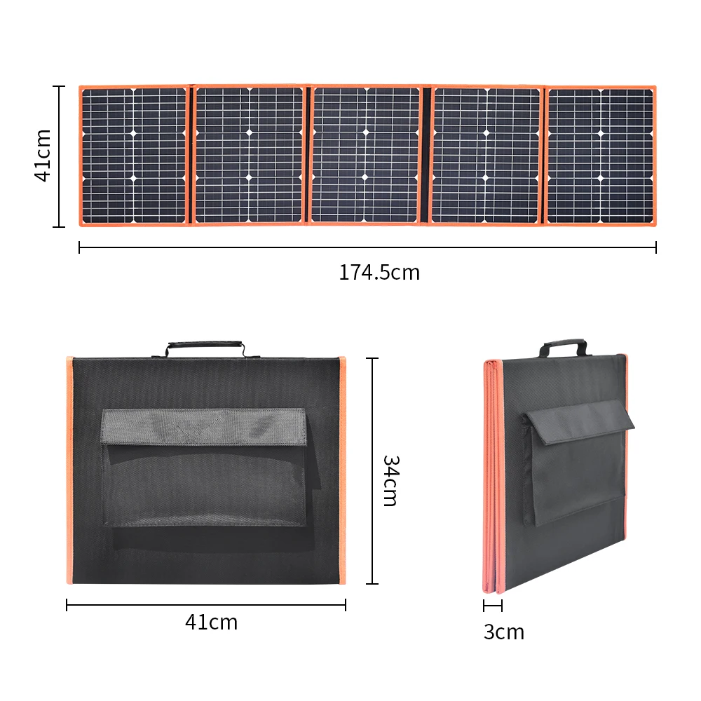  100W 18V Solar Panel Portable Foldable Solar Bag DC 5V USB Output for outdoor travel Camping Car Bo