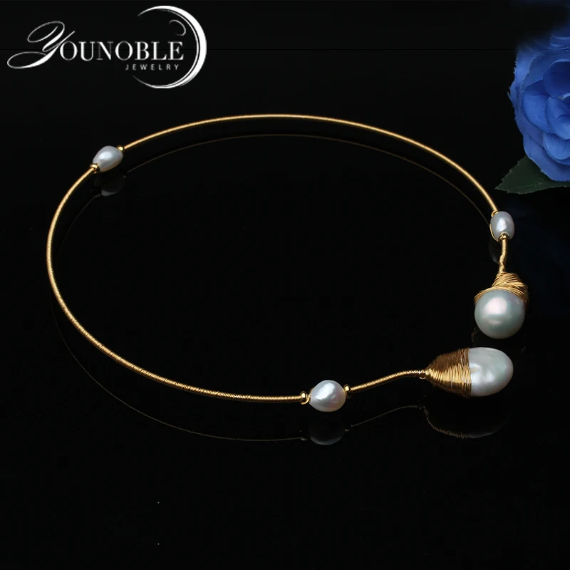 

Luxury Collares Huge Baroque Pearl Handmade Jewelry Choker Pearl Necklace Adjustable collares de moda
