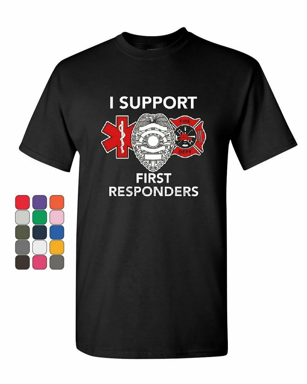 Футболка с надписью I support First Responder пожарная полиция Ems Emt Мужская футболка в стиле