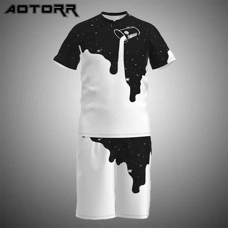 Conjunto de camiseta y pantalones cortos para hombre, Camiseta estampada de manga corta, trajes de 2 piezas, conjunto fino informal de verano, camisetas holgadas, ropa 2021
