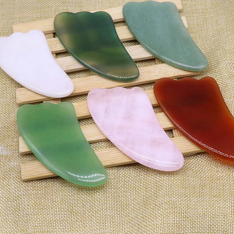 Китайский традиционный инструмент Gua Sha для лица, забота о здоровье, натуральный розовый кварц, спа иглоукалывание, выскабливание, Нефритовый камень, массаж, лечебный макияж