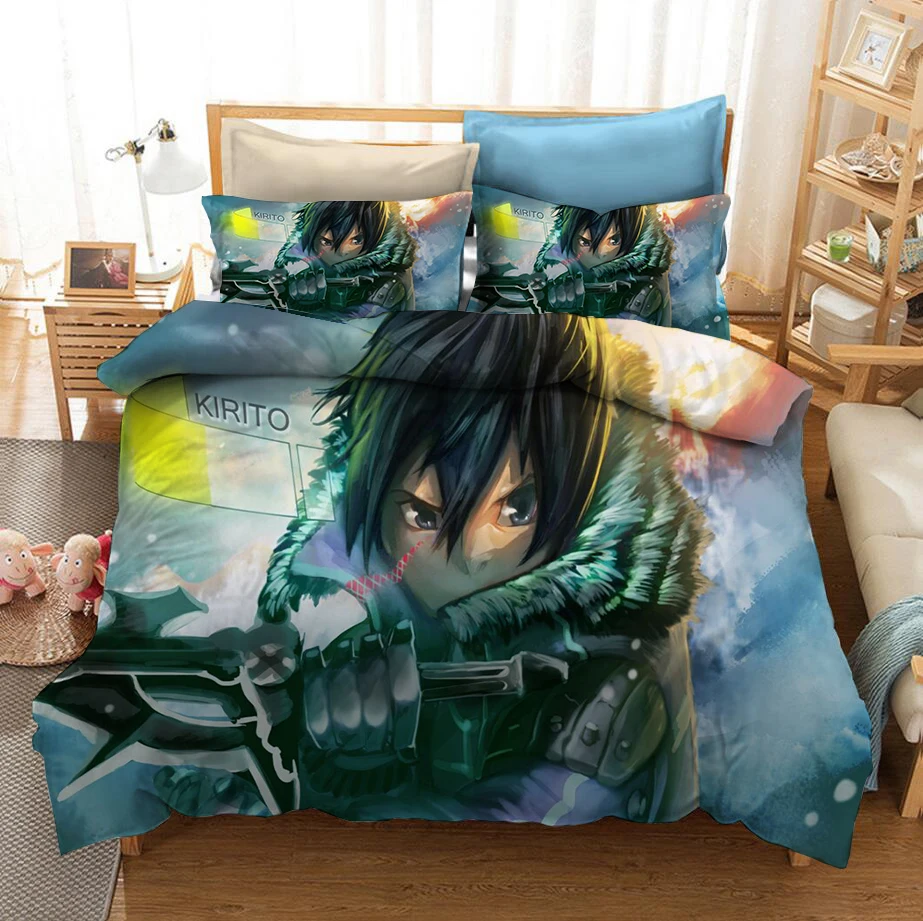 

Japan Anime Sword Art Online 3D Printed Bedding Set Duvet Covers Pillowcases Comforter Bedding Set Bedclothes Bed Linen