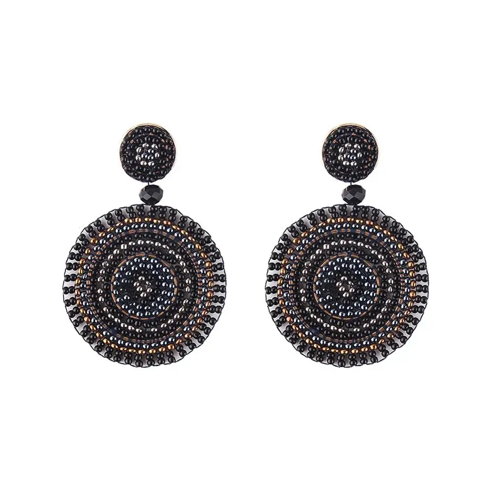 New Big Statement Earrings Gothic Seed Beads Drop Earring Boho Jewelry aretes de mujer Women Fashion Earings pendientes | Украшения и