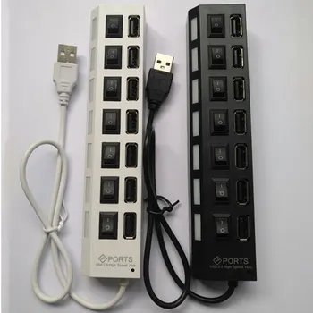 

Factory price Hot Selling New 7 Ports LED USB 2.0 Adapter Hub Power on/off Switch For PC Laptop Drop Shipping