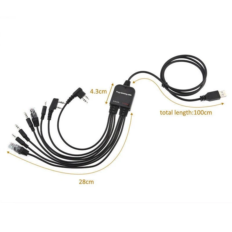 Высококачественный Практичный Прочный 8 в 1 USB кабель для программирования для JIEKE/Motorola/HYT/ICOM/Baofeng Радио аксессуары