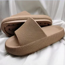 

Men Beach Slippers High Heels Women Slide Sandals Shower Thick Sole Soft Couple Massage Bread Slippers Bathroom Shoes Non-Slip