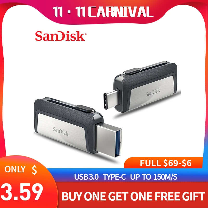 SanDisk usb флэш-накопитель 32 Гб 64 Гб 128 Гб Высокая скорость до 150 м/с usb 3,1 otg Тип c флеш-накопитель карта памяти для ноутбука планшета