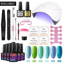 Modelones 20 шт./лот дизайн ногтей Инструменты Наборы для маникюра био-Гели Soak Off УФ-лак для ногтей Наборы 36/48 Вт Быстрое лечение светодиодные лампы Гибридный гель эмаль Наборы