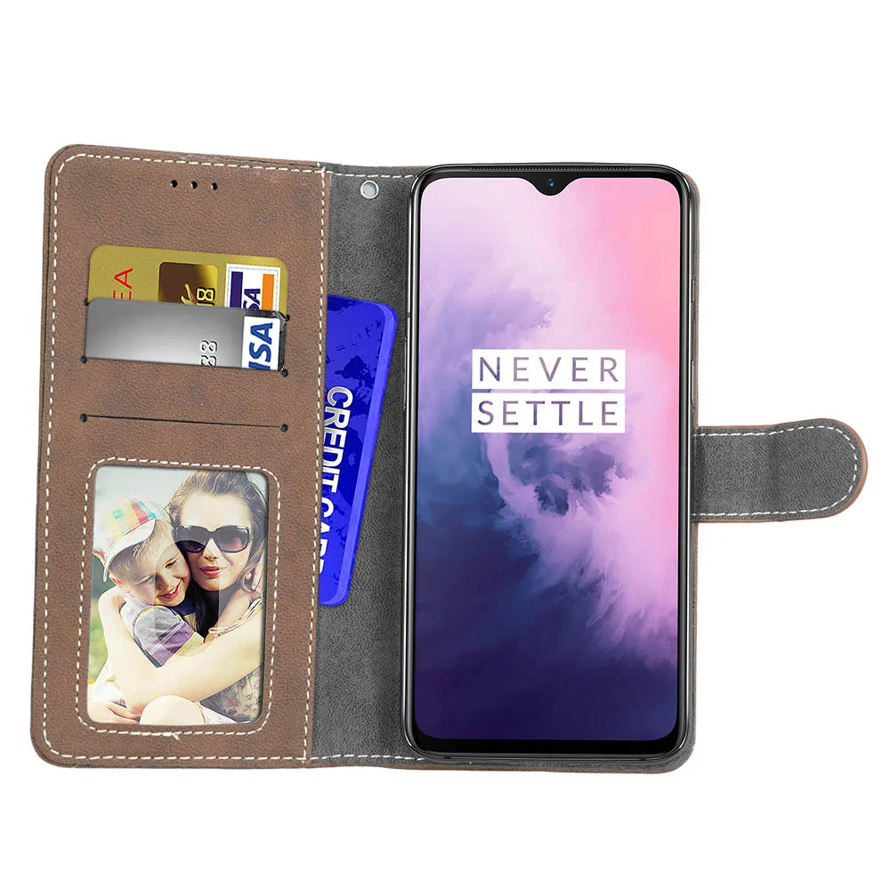 Top 100pcs/lot Vintage Scrub 3 card flip wallet leather cover case for One plus 5 5T 6 7 7 Pro Oneplus 5 5 T 6 7 7 Pro shell 36