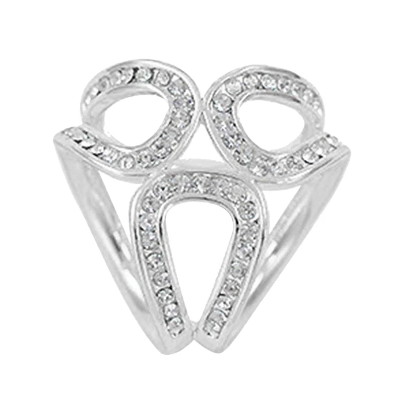 

Elegant Clear Rhinestone Scarf Ring Silk Scarf Buckle Clip Silver Tone